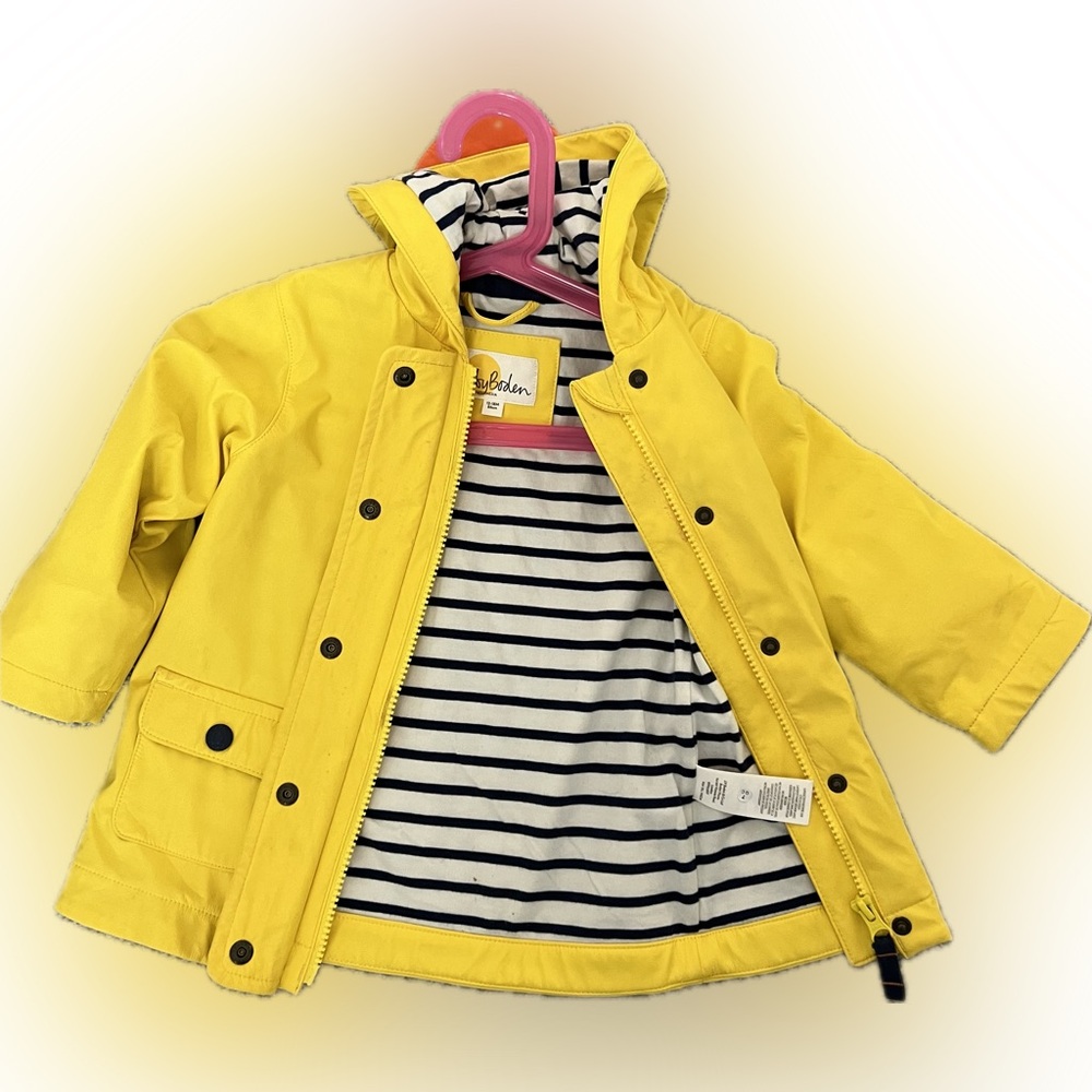 Baby Boden 12-18 month rain jacket with duck hood